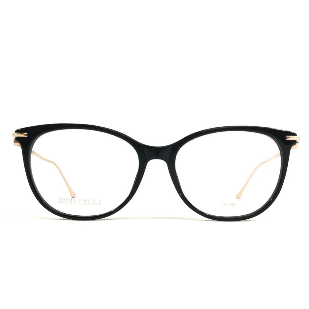 Jimmy Choo Eyeglasses Frames JC283 807 Shiny Black Rose Gold Cat Eye 54-17-140